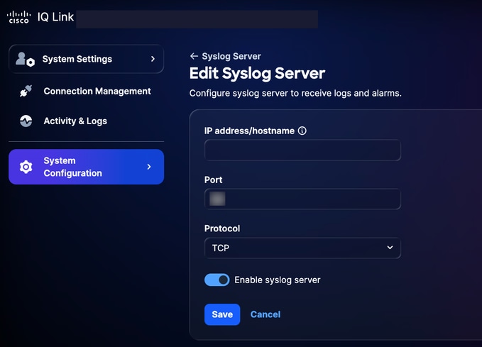 Edit Syslog Server