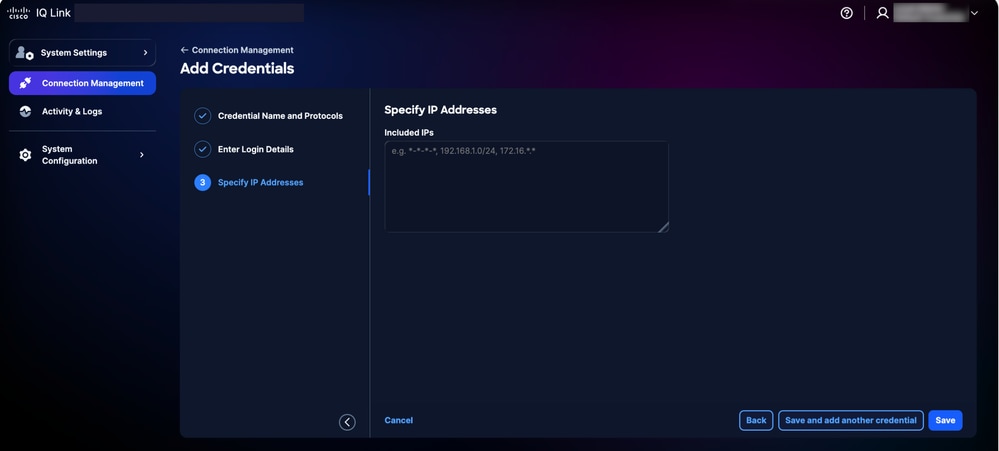 Specify IP Addresses
