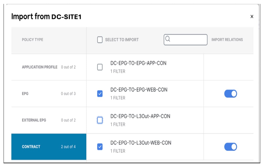 Choose Contract from DC-SITE1