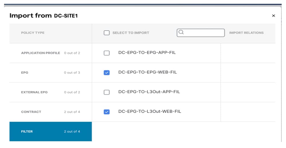 Choose Filter from DC-SITE1