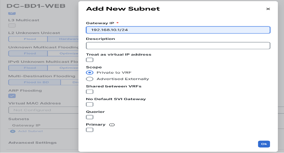 Add Fabrics to Template-EPG1-BD1-Stretched