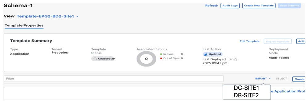 Click Import and Choose DC-SITE1