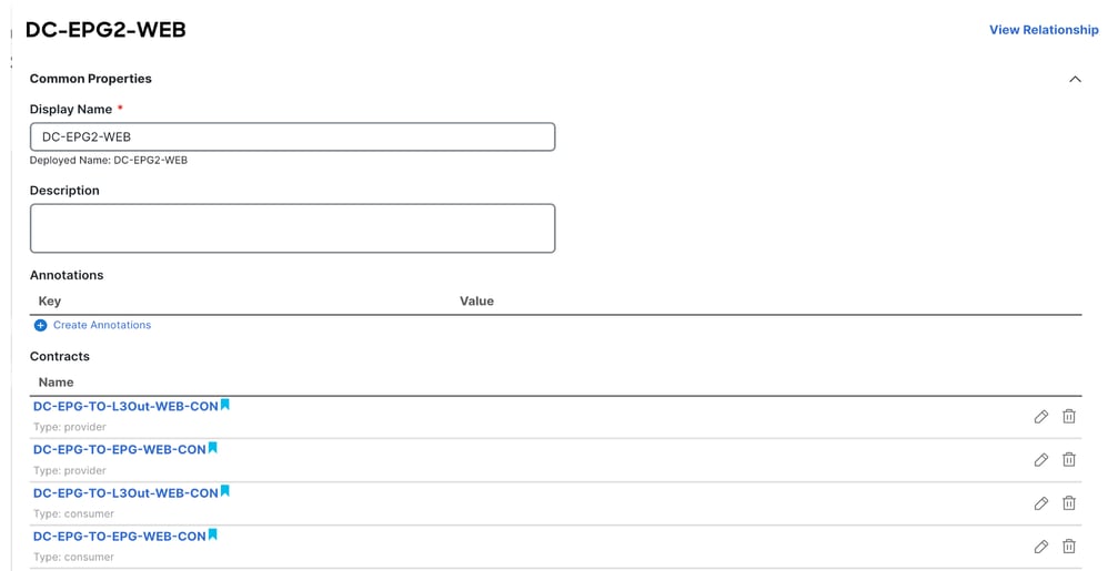 Contracts Associated with DC-EPG2-WEB are Imported