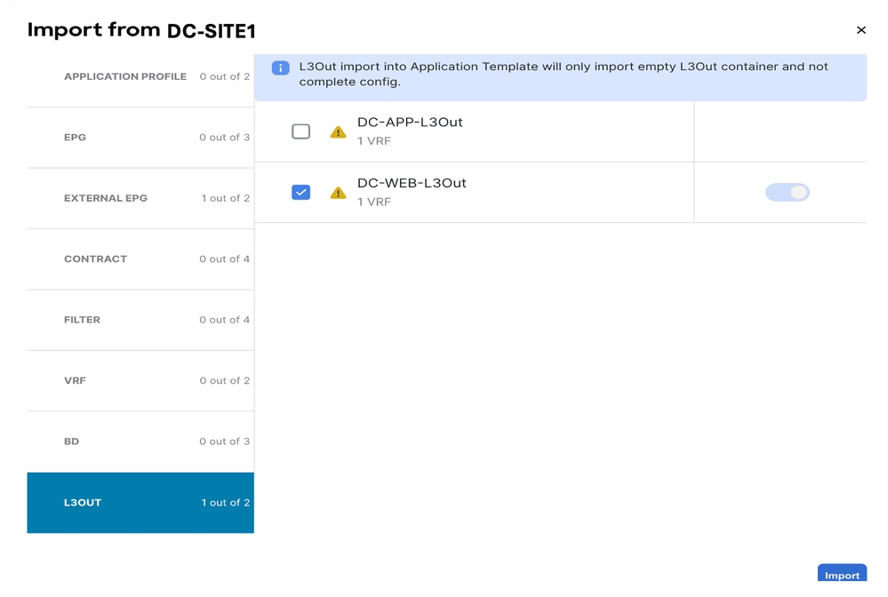 Choose DC-APP-L3Out from DC-SITE1