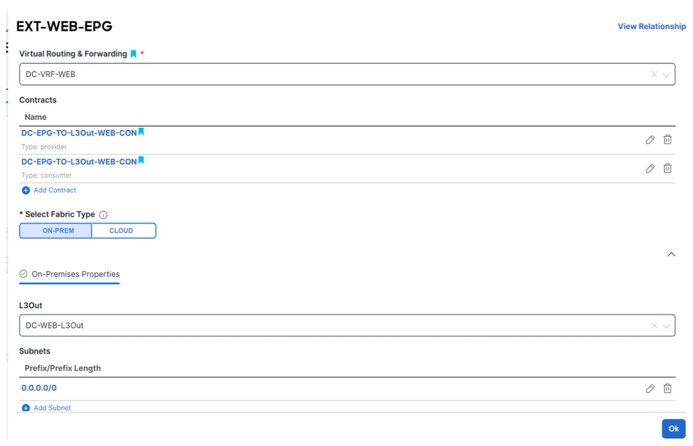 Contracts Associated with EXT-WEB-EPG are Imported
