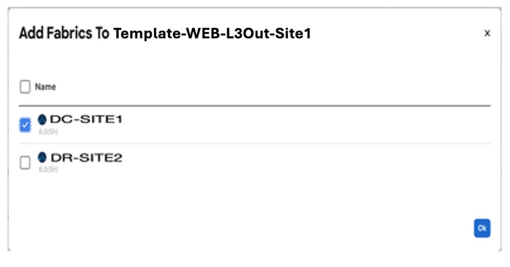Add Fabrics to Template-WEB-L3Out-Site1