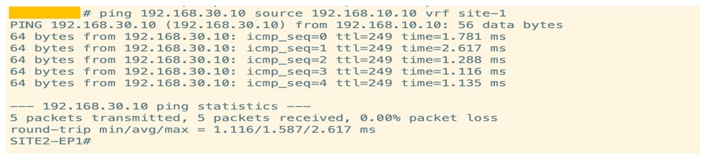 Ping Response Between DC-EP-1 and DC-EP-4
