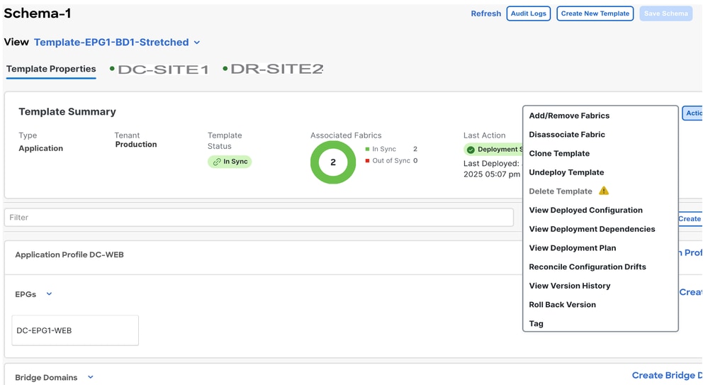 Click Undeploy Template