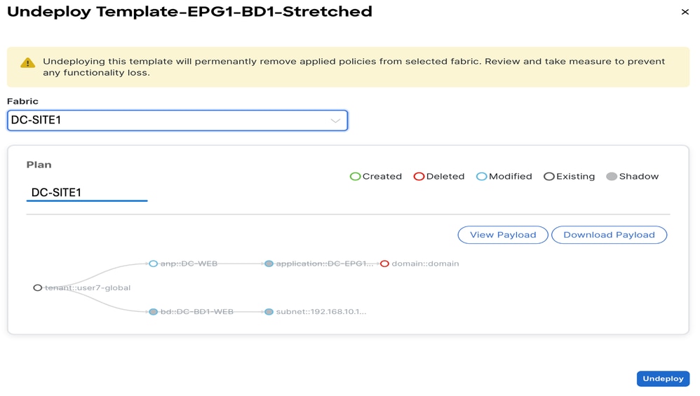 Choose DC-SITE1 and Click Undeploy