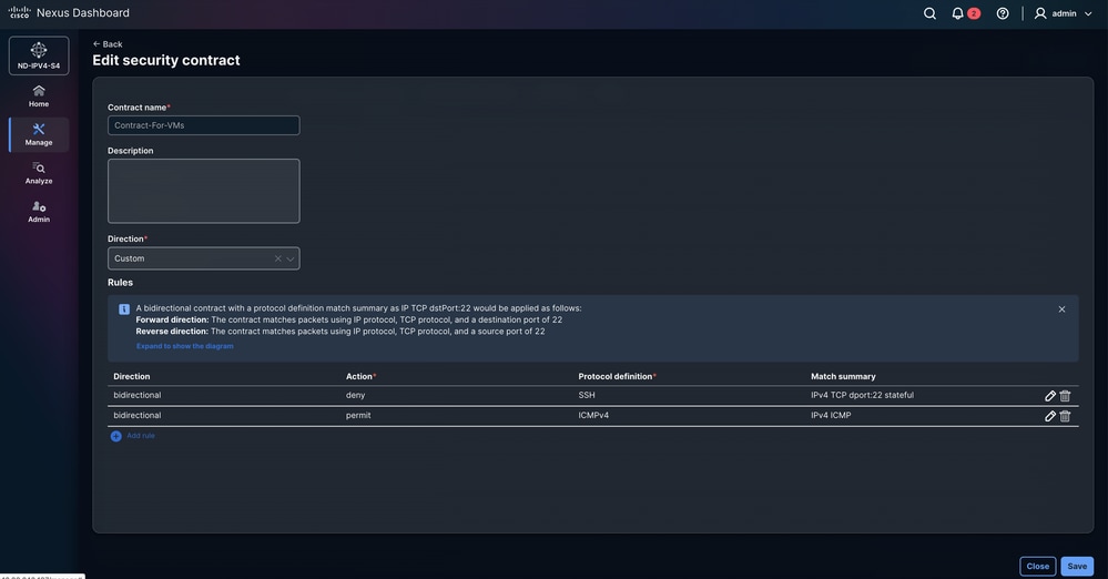 Edit Security Contract for VMS