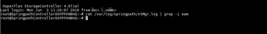 Image showing grep for eam in stMgr.log file