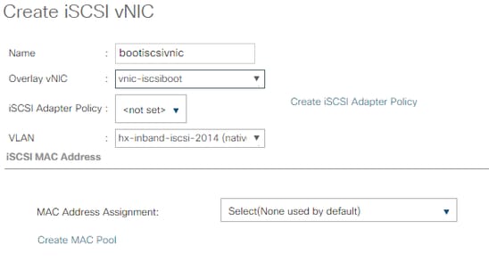 Configure UCS - Create iscsi vnic