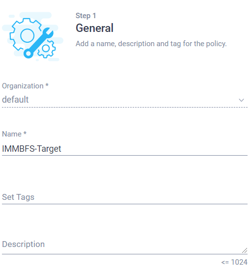 Configure IMM - Create new policy for primary target