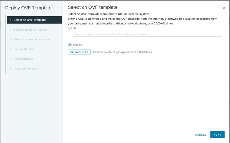 Select an OVF template