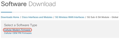 Select Cellular Modem  Firmware
