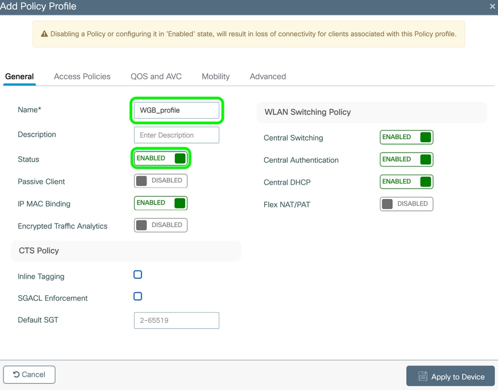Create Policy Profile 2