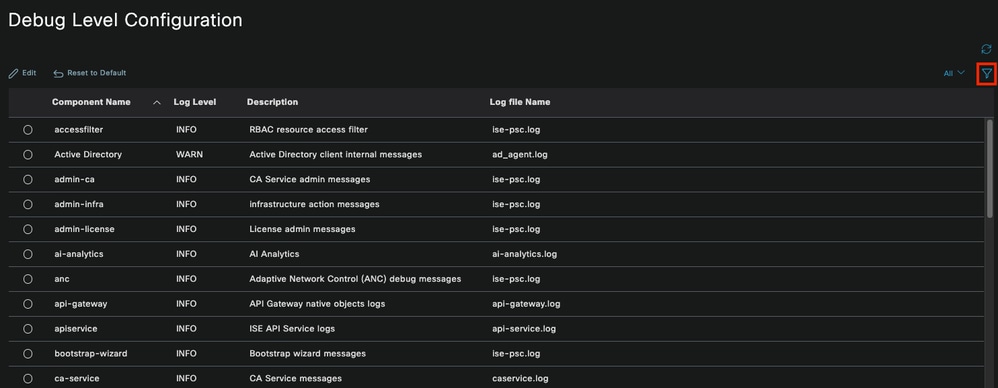 Debug Log Configuration