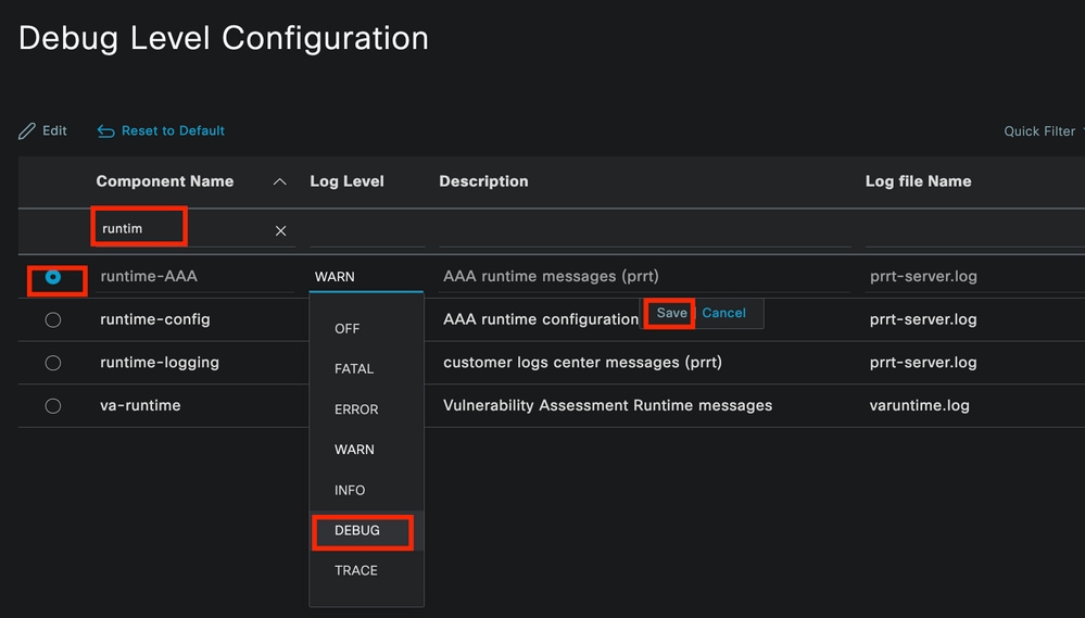 Runtime AAA Component Set Up