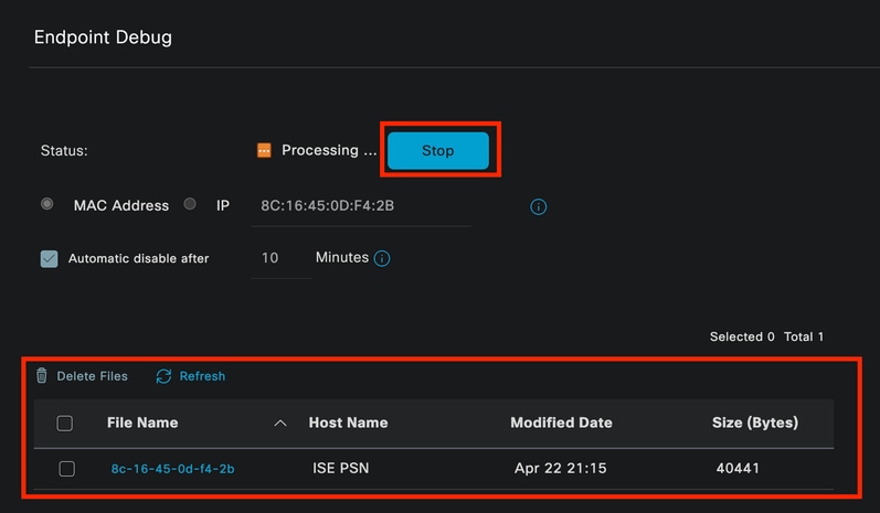 Endpoint debug