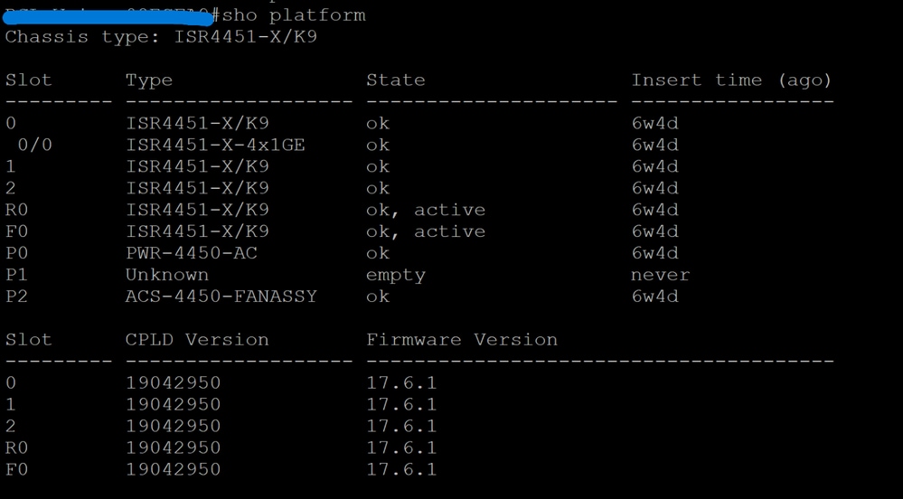 Output of 'show platform' Command