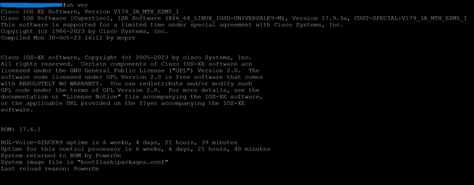 Output of 'show version' Command