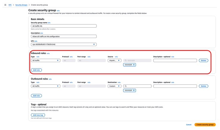 Define Inbound Rules