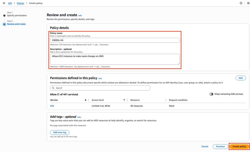Set Policy Name and Click Create Policy