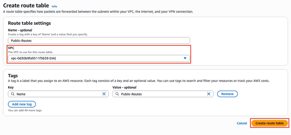Select Corresponding VPC for this Topology
