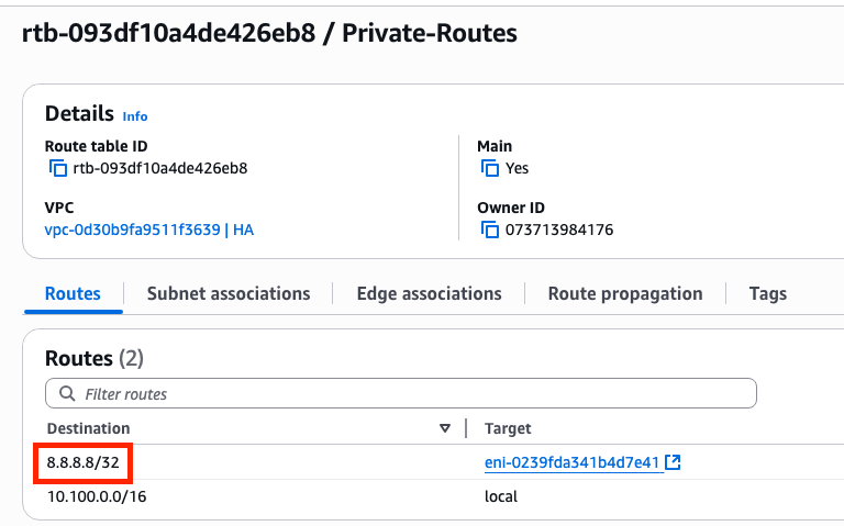 The cidr ip is Related with the Route Prefix Added