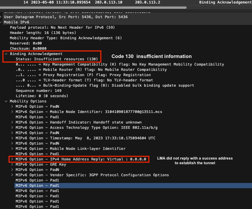 PMIPv6 Tunnel Not Established [Error]