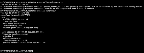 'Show ptp configuration-errors' Command Snippet