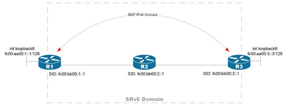 Topology Diagram of BGP IPv6 unicast over SRv6