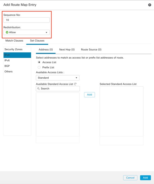 Basic route map configuration on SFMC