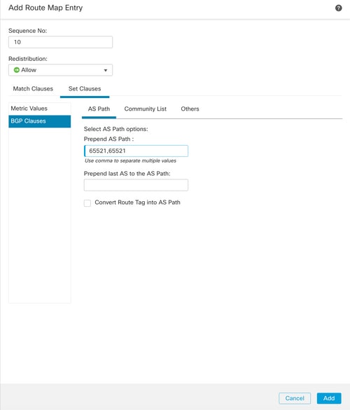 AS path prepending configuration on SFMC