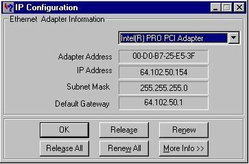 IP Configuration Window