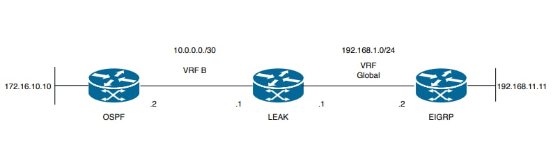 Route Leaking Topology for Scenario 3