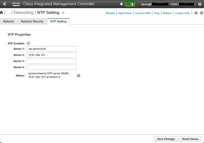 CIMC NTP Configuration page