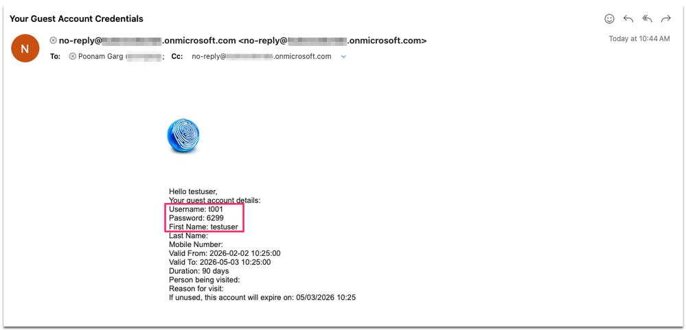 Email notification to Guest User