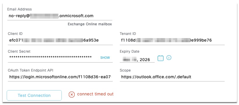 Connect Timed Out Error
