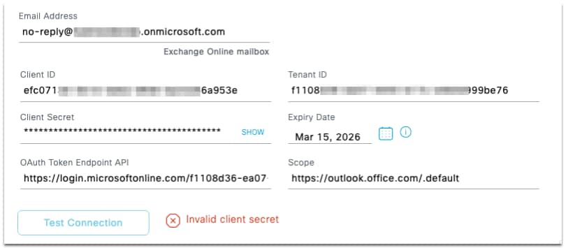 Invalid Client Secret Eerror