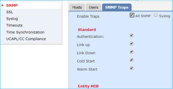FTD SNMP - Configure LINA SNMPv3 - SNMP Traps tab