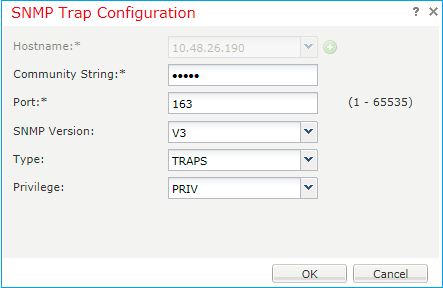 FTD SNMP - SNMP Trap Configuration dialog box