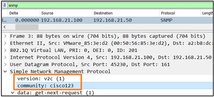FTD SNMP - Capture contents - community values (SNMP v1 and 2c)