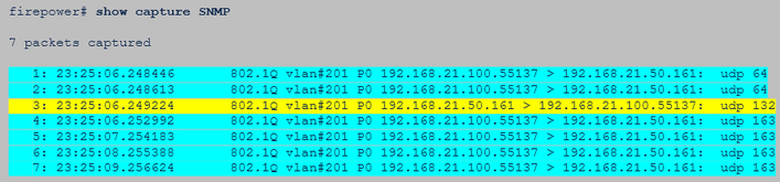 FTD SNMP - FTD data interface packet trace - Input packets increase but there are no replies