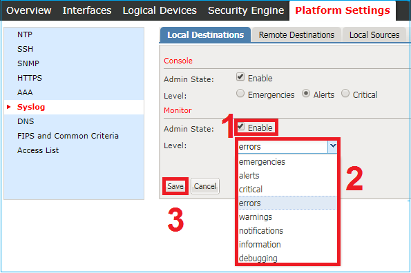 Moderate parts High exposure Configure Syslog on Firepower FXOS Appliances - Cisco