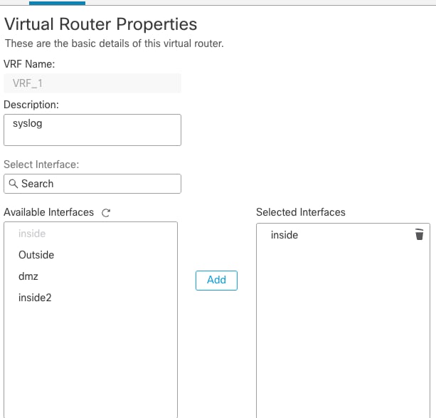Adding Interface to VRF