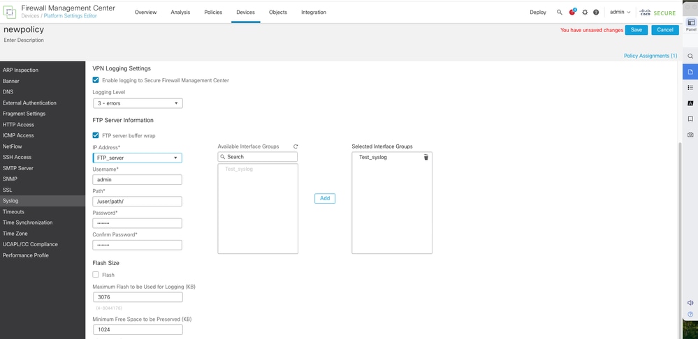 Enable FTP Server with VRF Aware Interface