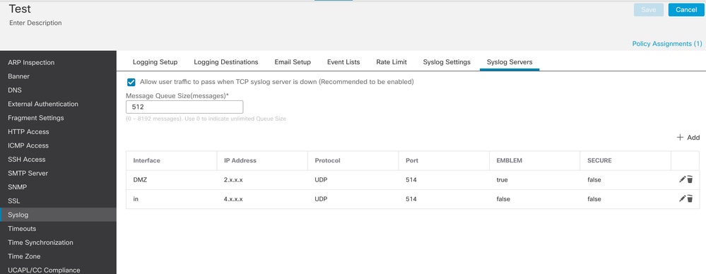 Syslog Server Setting on 7.0.5 FMC