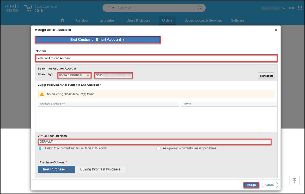 Updating Smart Account Assignment in CCW - Assign End Customer Smart Account