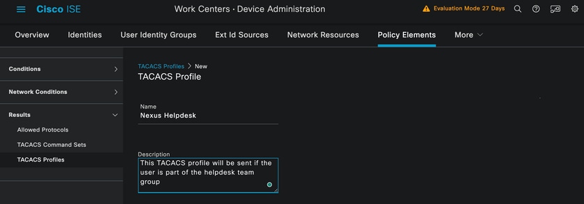 Naming Tacacs profile
